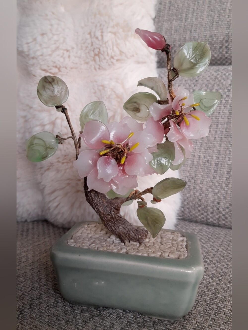 Vintage Pink Blossom Jade Bonsai Tree